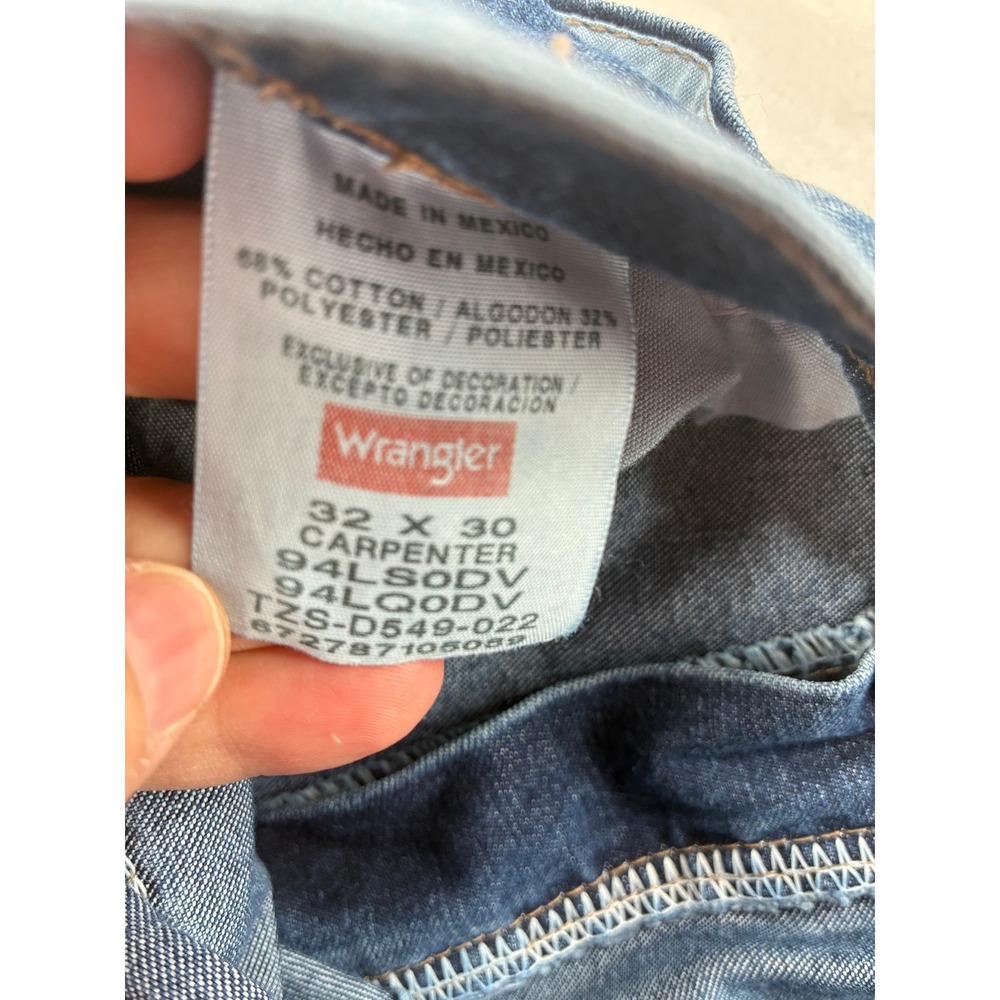 Wrangler Carpenter Jeans Mens 32x30 Relaxed Fit Denim Blue 94LSODV Tech Pocket - Picture 6 of 9